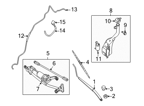 2011 Nissan Sentra Wiper & Washer Components WIPER Assembly Windshield Diagram for 288009AA0A