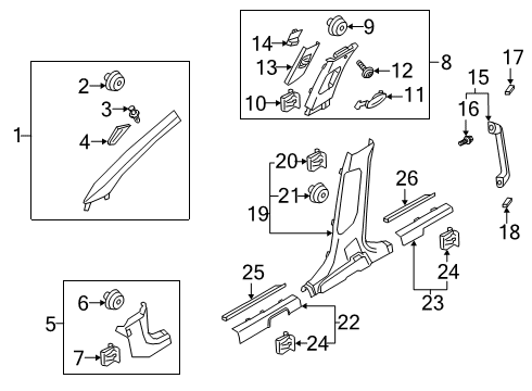 Interior Trim - Pillars Pad U Diagram for 85820S9200GYT