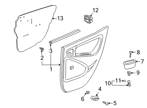 2000 Toyota Echo Rear Door Regulator Handle Diagram for 6926052030B4