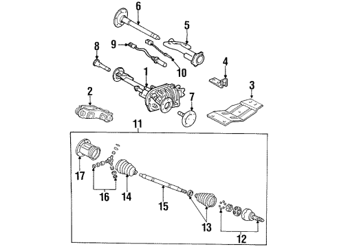 1993 Chevrolet K3500 Carrier & Front Axles Actuator, Front Drive Axle Diagram for 26013495