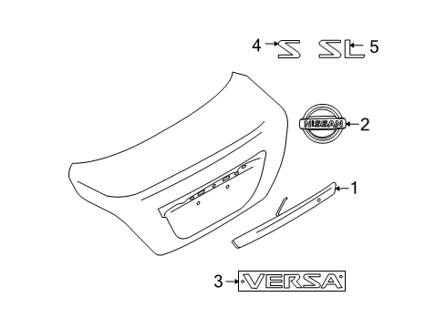 2011 Nissan Versa Exterior Trim - Trunk Lid Finisher Assy-Trunk Lid Diagram for 84810EM40A