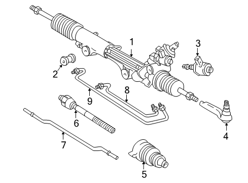 2002 Ford Thunderbird Steering Column & Wheel, Steering Gear & Linkage Inner Tie Rod Diagram for XW4Z3A131DA
