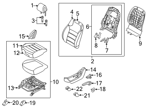 2016 Kia Sorento Driver Seat Components Back Assembly-Front Seat, LH Diagram for 88301C6000C61