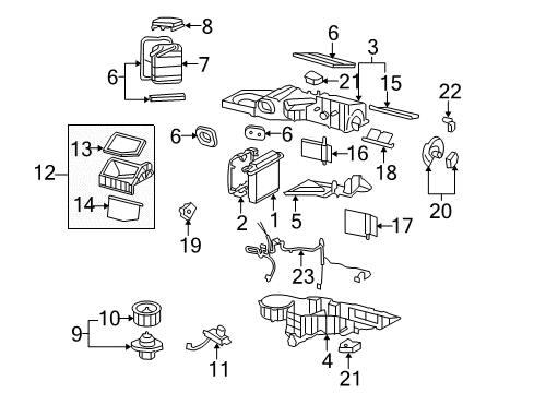 2009 GMC Yukon Air Conditioner Hose Asm, Auxiliary A/C Evaporator & Auxiliary Heater Diagram for 19257318