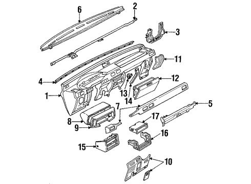 1992 Isuzu Rodeo Instrument Panel Reinforcement, Instrument Panel (Upper) Diagram for 8943371550