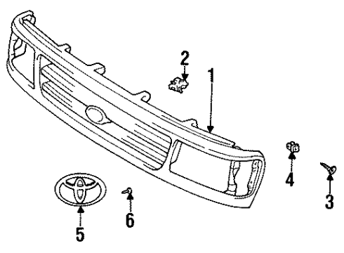 1995 Toyota T100 Grille & Components Grille Screw Diagram for 9016140015