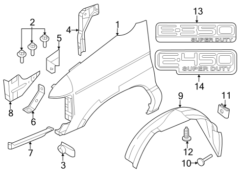 2018 Ford E-350 Super Duty Fender & Components, Exterior Trim Pull Handle Screw Diagram for 56912S