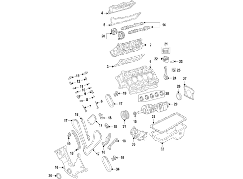 Engine Parts, Mounts, Cylinder Head & Valves, Camshaft & Timing, Variable Valve Timing, Oil Cooler, Oil Pan, Oil Pump, Adapter Housing, Crankshaft & Bearings, Pistons, Rings & Bearings SPROCKET - CAMSHAFT Diagram for ML3Z6256B