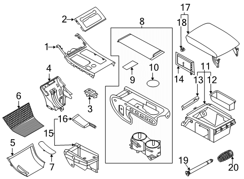 2021 Lincoln Aviator Front Console, Rear Console HOLDER - CUP Diagram for LC5Z7813562CA