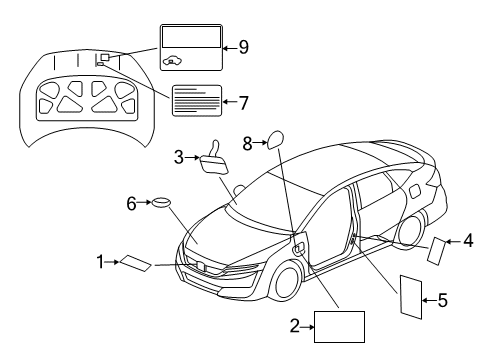 2020 Honda Clarity Information Labels Label A/C Diagram for 80050TRTA00