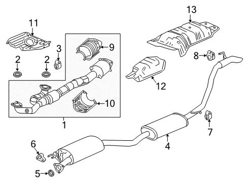 2020 Honda Ridgeline Exhaust Components Muffler, Exhuast Diagram for 18307T6ZA01