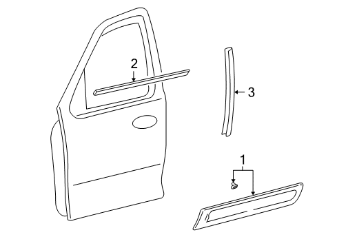 2007 Mercury Mariner Exterior Trim - Front Door Body Side Molding Diagram for 5E6Z7820878AAPTM