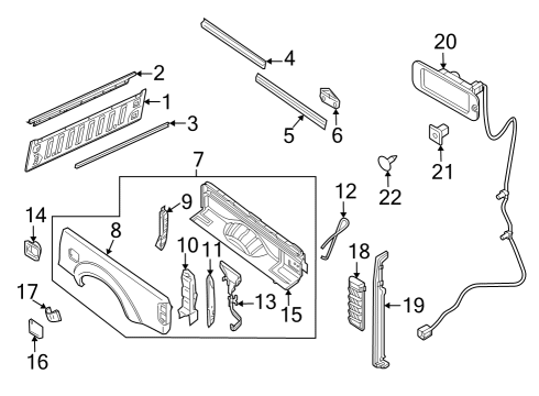 2022 Nissan Frontier Front & Side Panels Screw Diagram for 01454N5031