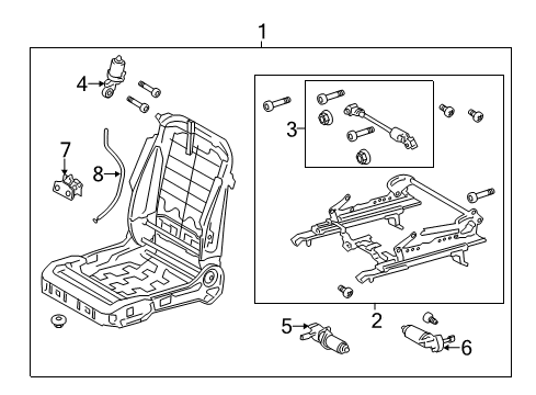 2011 Lexus GS460 Power Seats Frame Assembly, Front Seat Diagram for 7112030430