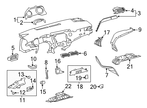 2018 Toyota Camry Cluster & Switches, Instrument Panel Fuse Box Cover Cover Diagram for 5553933170C0