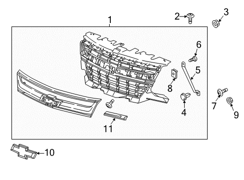 2017 Chevrolet Colorado Grille & Components Bracket Diagram for 84116241