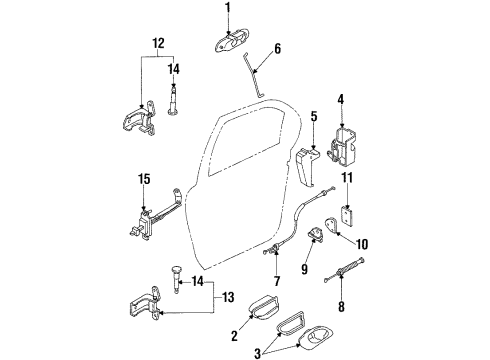 1997 Mercury Mystique Rear Door - Lock & Hardware Latch Diagram for F5RZ54264A26A