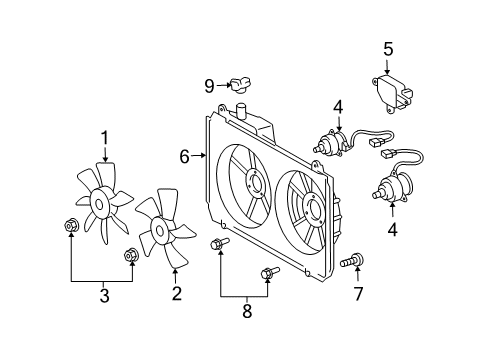 2006 Lexus RX400h Cooling System, Radiator, Water Pump, Cooling Fan Shroud, Fan Diagram for 1671120170