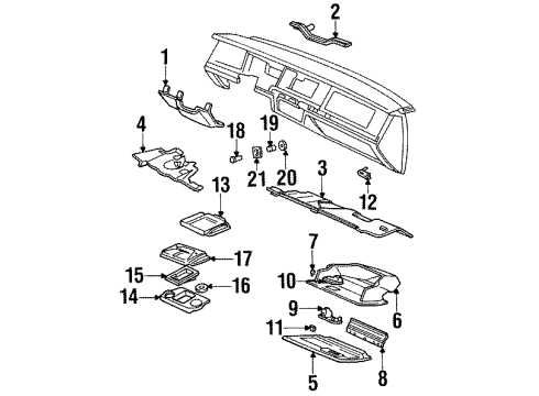 1990 Lincoln Town Car Instrument Panel Glove Box Assembly Diagram for FOVY5406010A