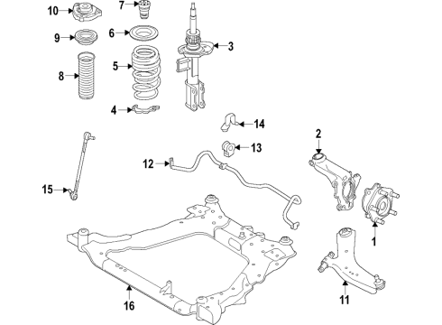 2021 Nissan Rogue Sport Front Suspension Components, Lower Control Arm, Stabilizer Bar Spring-Front Diagram for 540106MA2A