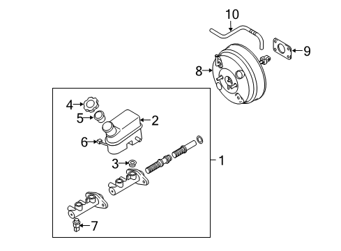 2009 Hyundai Tucson Dash Panel Components Cylinder Assembly-Brake Master Diagram for 585101F510