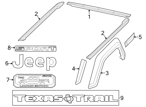 2021 Jeep Gladiator Exterior Trim - Pick Up Box Film-Anti-Chip Diagram for 68500108AA