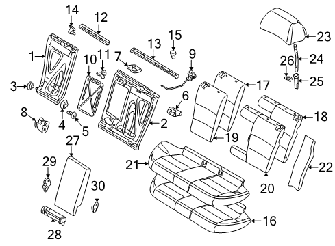 2002 BMW 330xi Rear Seat Components Seat Upholstery Diagram for 52208214940