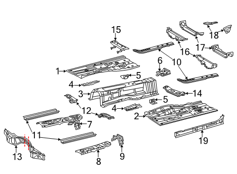 2014 Lexus IS250 Pillars, Rocker & Floor - Floor & Rails Pan, Front Floor, RH Diagram for 5811153060