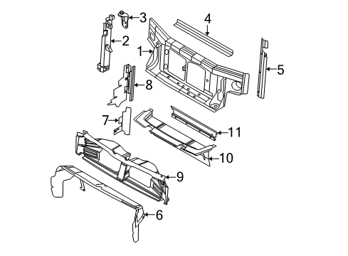 Radiator Support Support Cover Diagram for 8L2Z8C299A
