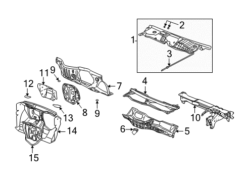 2003 Saturn Vue Cowl Panel, Dash Diagram for 10372905