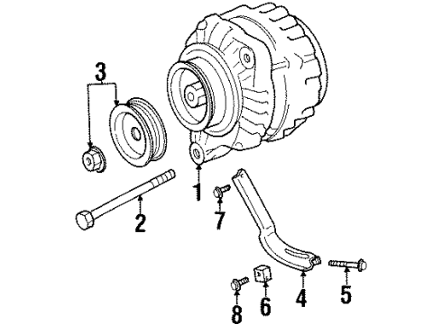 1994 Nissan Quest Alternator Bolt-Through Diagram for 2313120P10