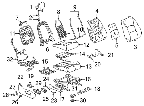 2019 Cadillac XT4 Heated Seats Seat Back Cover Diagram for 84569475