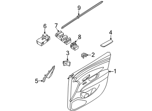 Interior Trim - Front Door COVER ASSY-FR DR QDRNT INR, LH Diagram for 87660CW000NNB