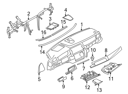 2013 BMW 528i Instrument Panel Hold-Down, Bulkhead Sound Insulation Diagram for 51489121687