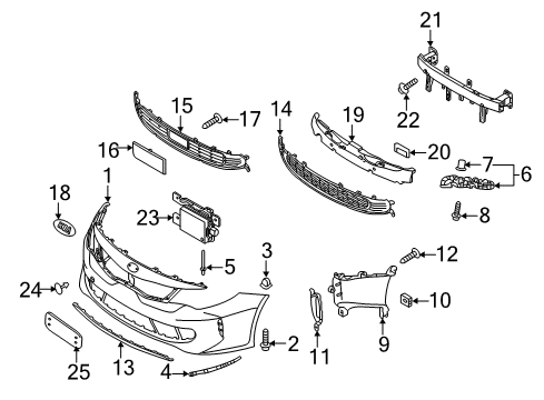 2017 Kia Optima Front Bumper Tapping Screw-Bumper Mounting Diagram for 865793V000