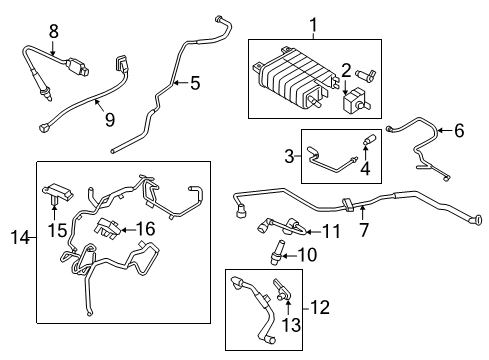 2017 Lincoln Continental Emission Components Vapor Canister Diagram for GD9Z9D653A