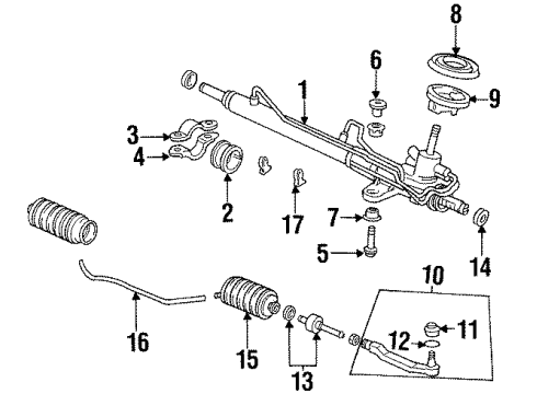 1998 Honda Odyssey Steering Column, Steering Gear & Linkage End Set, Rack Diagram for 53010SX0003