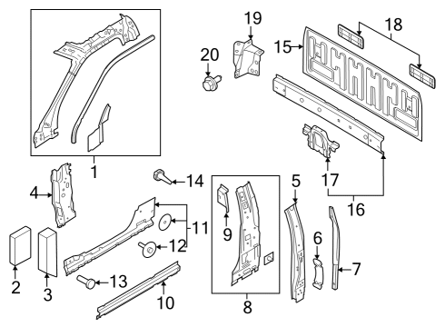 Back Panel, Hinge Pillar Impact Bar Bolt Diagram for W706507S300