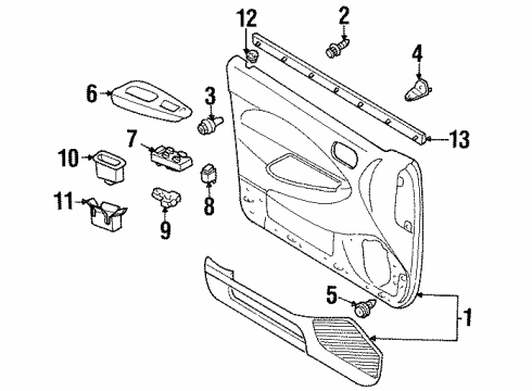 2000 Ford Escort Rear Door Belt Weatherstrip Diagram for F7CZ5421456AA