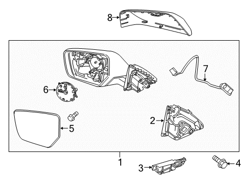 2019 Chevrolet Impala Outside Mirrors Mirror Glass Diagram for 84269178