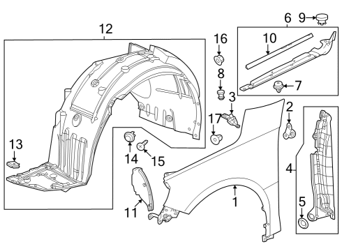 Fender & Components Grommet (25MM) Diagram for 90825T2A003