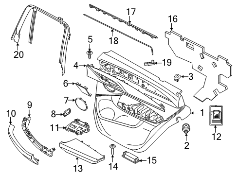 2020 BMW X3 Front Door Cover, Window Frame, Door, Rear Left Diagram for 51357410295