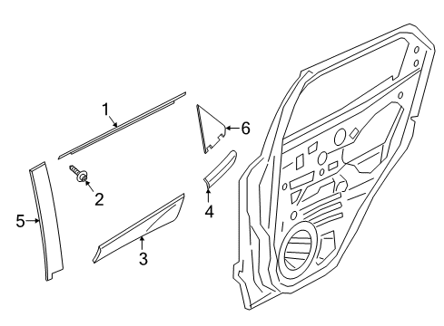 2018 Ford EcoSport Exterior Trim - Rear Door Belt Weatherstrip Diagram for CN1Z7425860E