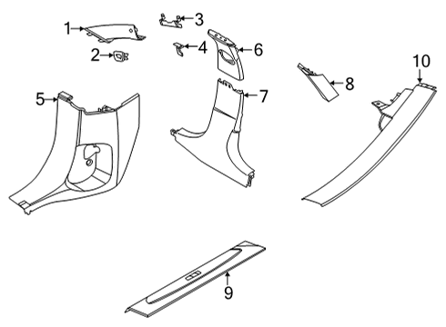 Interior Trim - Pillars COVER COLUMN C LEFT Diagram for 51435A04F45