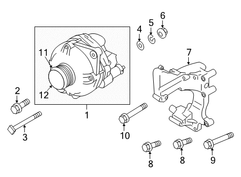 2017 Mitsubishi Outlander Sport Alternator Bolt Diagram for MD178122