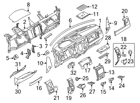 2011 Ford F-150 Instrument Panel Side Panel Diagram for 9L3Z1504338DB