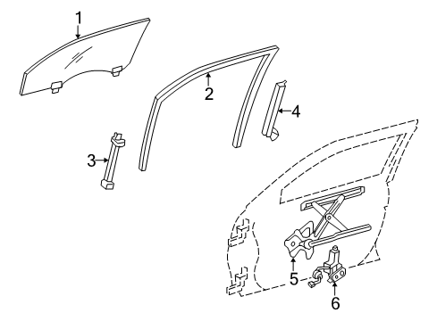 2009 Lexus GS450h Front Door Run, Front Door Glass, LH Diagram for 6815130190