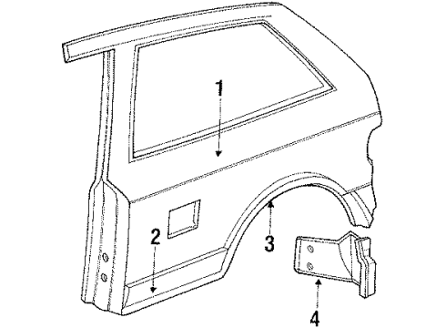1990 Honda Civic Quarter Panel & Components Protector, R. RR. Fender Diagram for 75304SH3A02