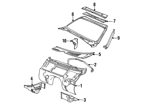 1994 BMW 530i Cowl Covering Left Diagram for 51711946125
