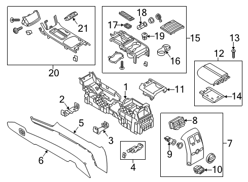 2014 Lincoln MKS Center Console Rear Trim Panel Diagram for DA5Z54045A36AB